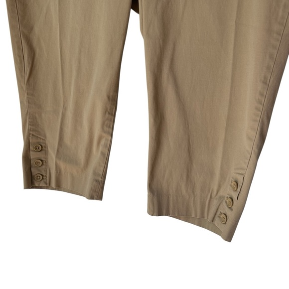 Talbots Perfect Skimmer Pants with Button Accent, Tan, Beige, 16P - Picture 4 of 8